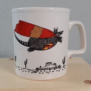 Vintage KilnCraft SuperHero Flying Armadillo Coffee Cup Mug June Sobel‎